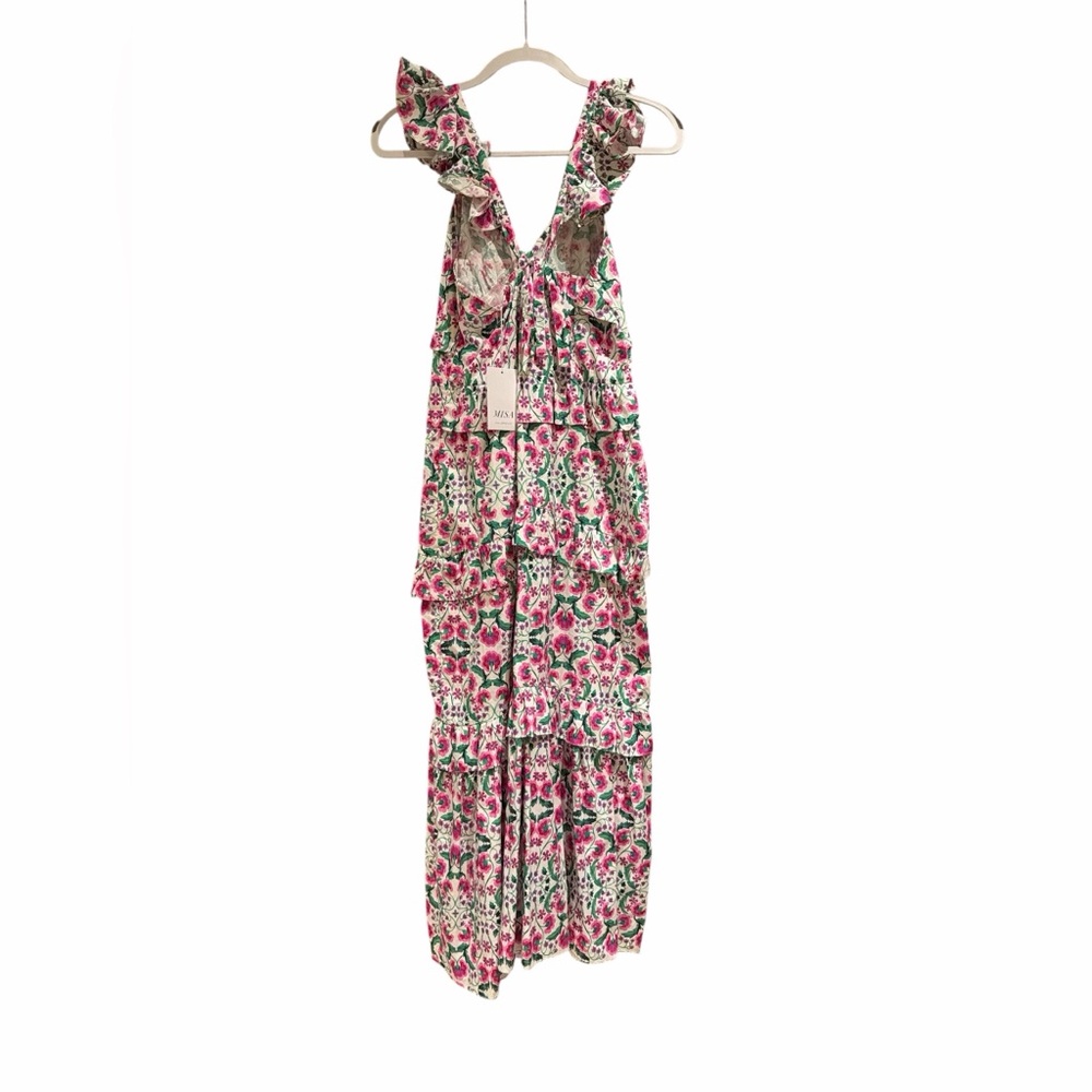 Misa Los Angeles Floral Maxi Dress in Pink and Green